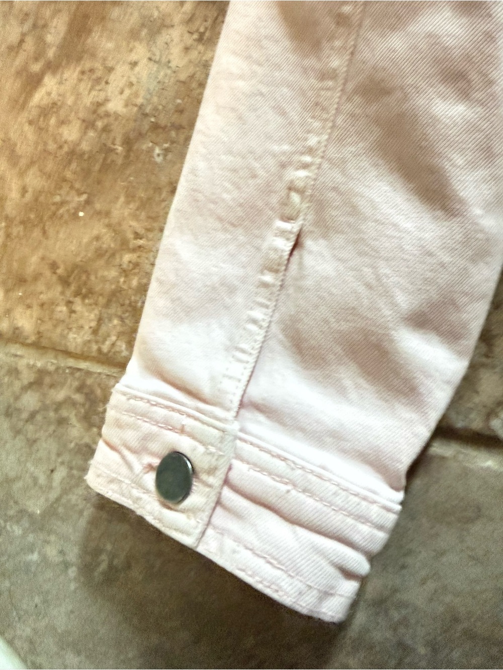 Rebecca Minkoff Blush Pink Collarless Denim Jacket- Size L- Like new - Picture 8 of 8
